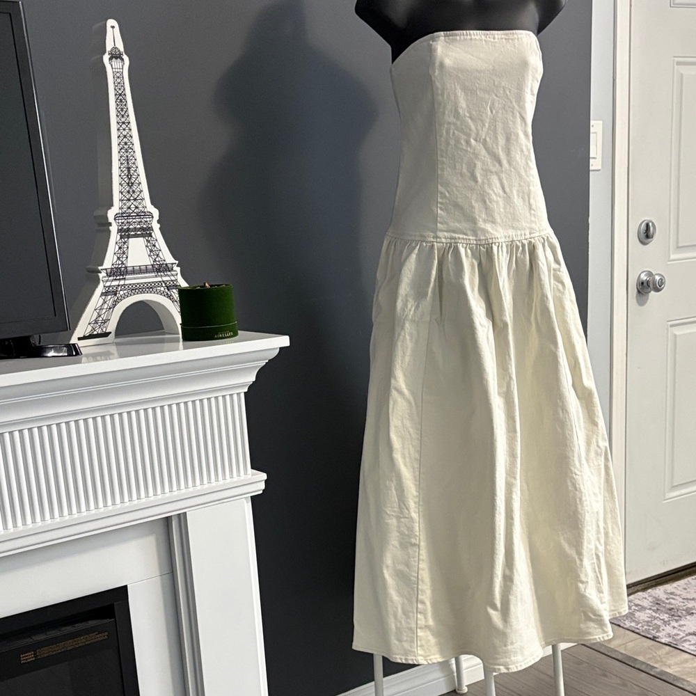 OAK + FORT Strapless Cream Dress - Picture 7 of 16